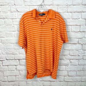 Polo by Ralph Lauren Y2K Orange Stripe Short Sleeve Size XL 100% Cotton